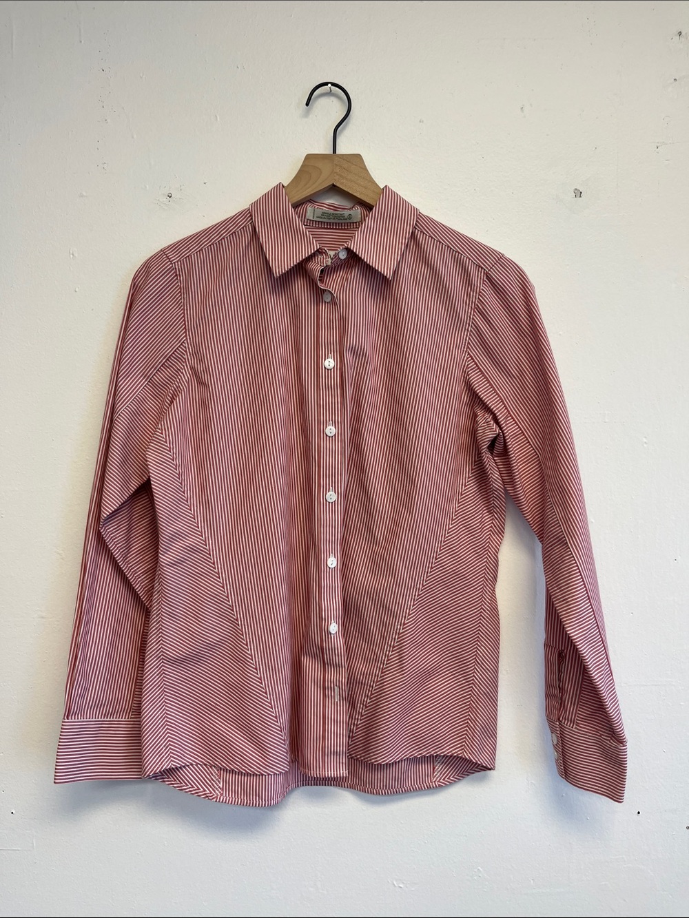Orvis Red and White Narrow-Strip Dress Shirt